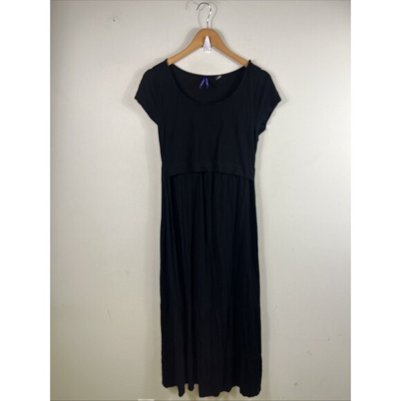 Seraphine Dresses & Skirts - Women’s SERAPHINE Maternity Nursing Long Black Maxi Dress Sz US 6 Breastfeeding
